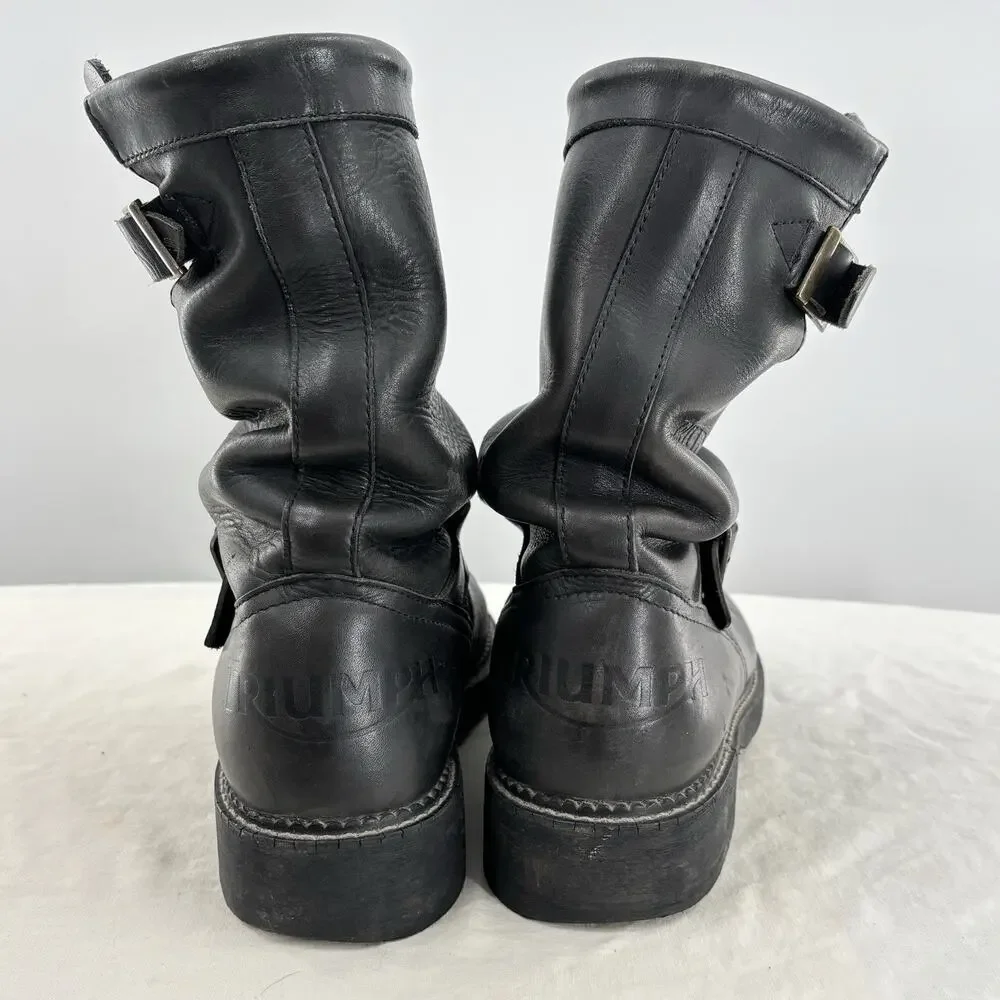 Vtg Triumph Motorcycle Engineer Boots Black Leather Mens 5.5 EU 37 Slovakia